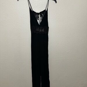 Black Lace Trim Jumpsuit